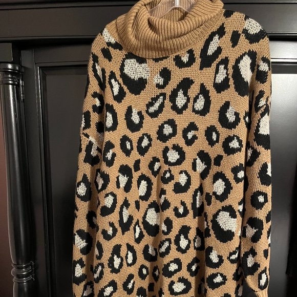 Leopard Sweater Dress - Picture 1 of 3